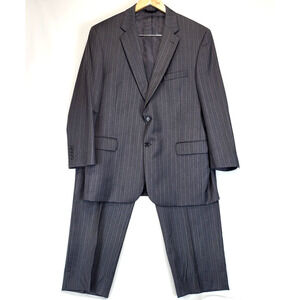 Jos A Bank Gordon 2PC Pant Suit Mens 44R Gray Striped Wool Signature Collection